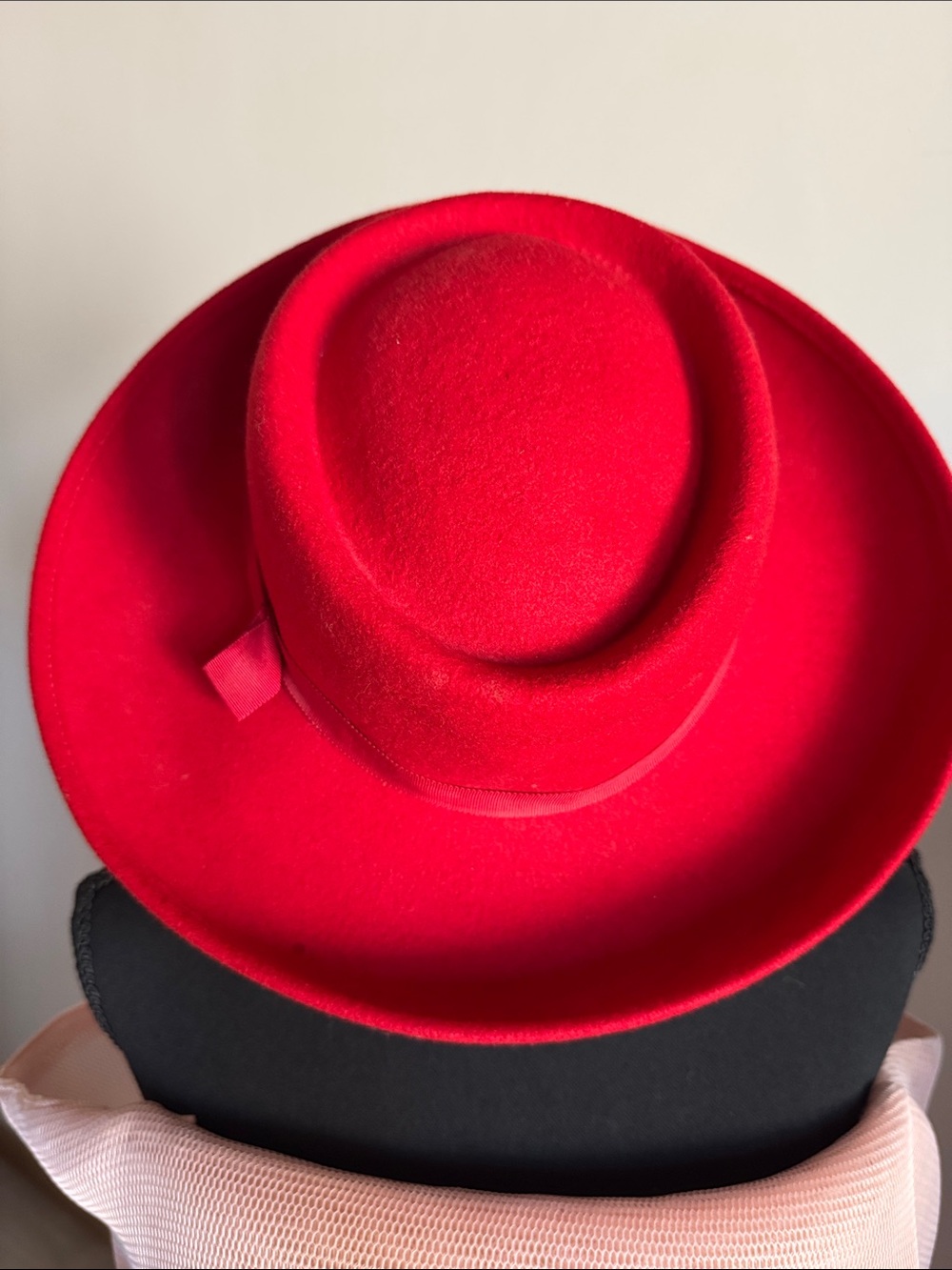 Red Wool Felt Wide-Brim Hat